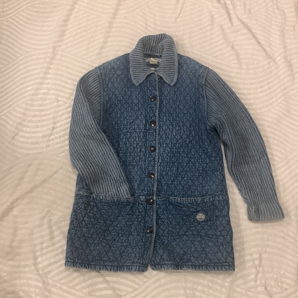 Indigo blue cozy Blue Willis snap bottom denim jacket with vintage vibes